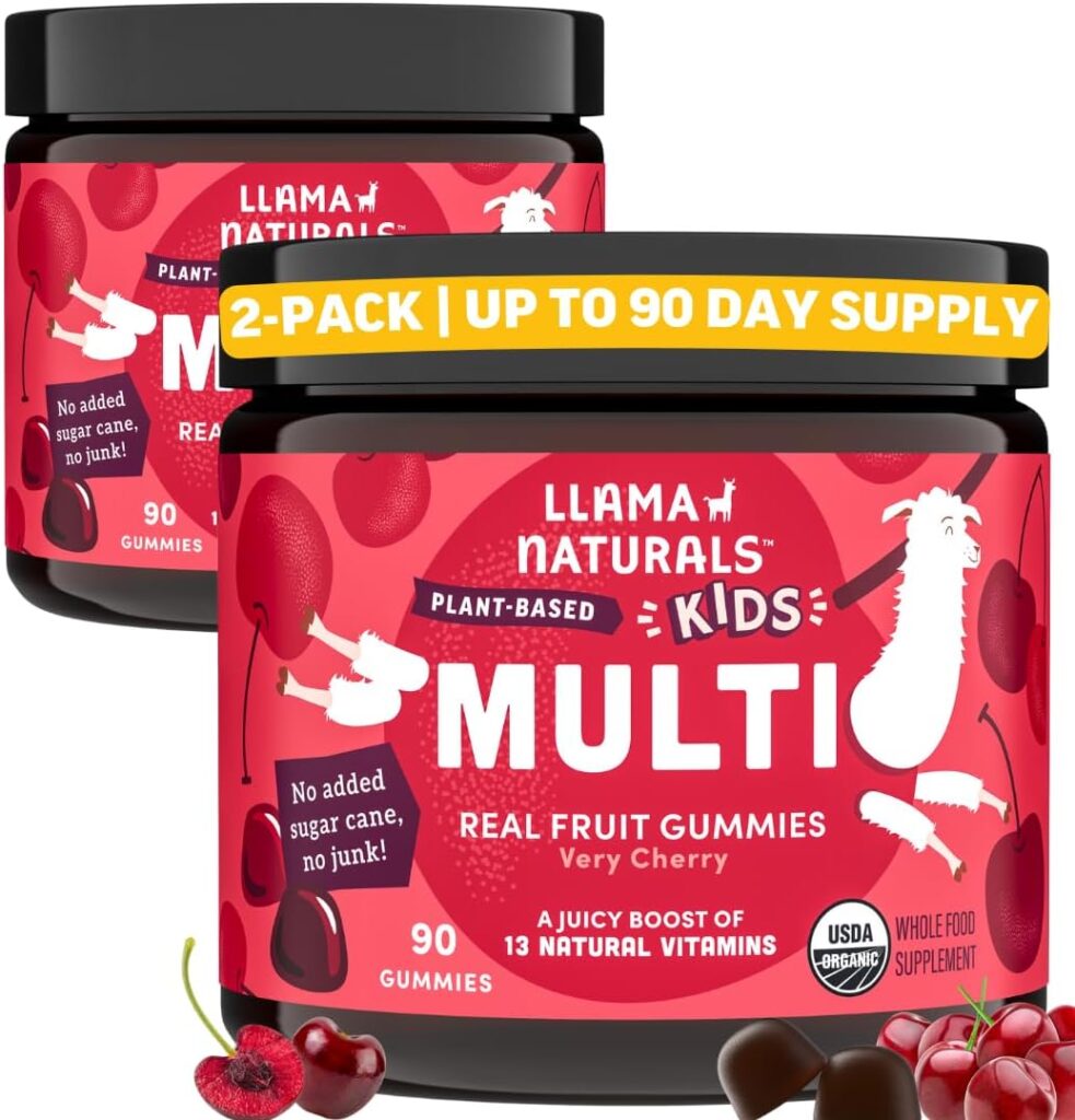 Llama Naturals Kids Multivitamin Gummies, Vegan, Organic wit...