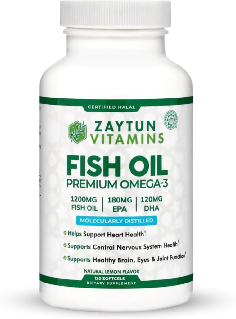 Zaytun Halal Fish Oil 1200mg Omega-3, Premium EPA/DHA, One P...