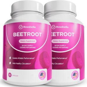 Rosabella Organic Beet Root Capsules - 1300mg Beet Root Powd...