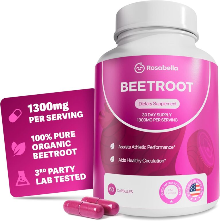 Rosabella Organic Beet Root Capsules - 1300mg Beet Root Powd...