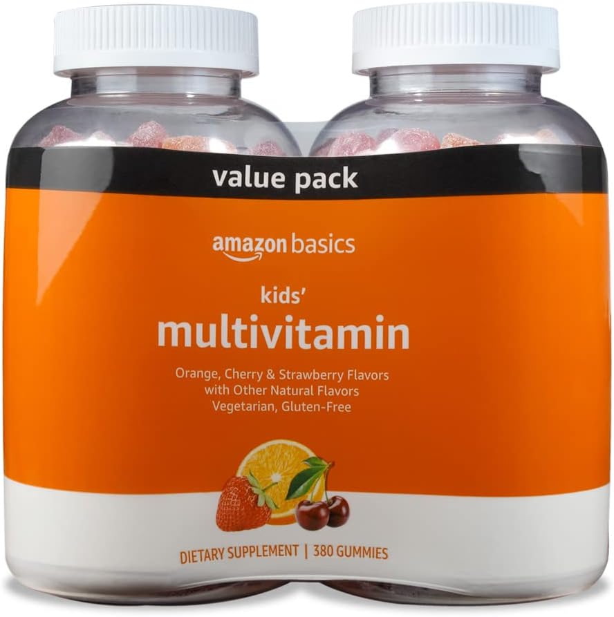 Amazon Basics Kids' Multivitamin, 380 Gummies (2 per Serving...