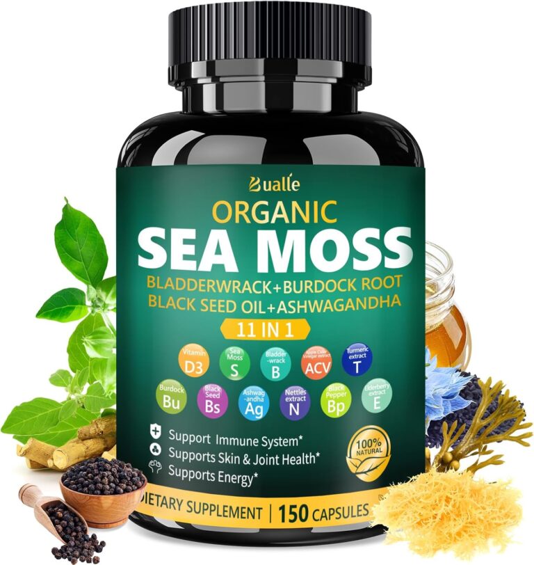 Bualle Irish Sea Moss Capsules – Organic Sea Moss, Black See...
