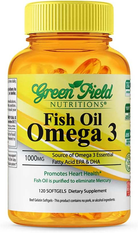 Greenfield Nutritions Halal Fish Oil 1000mg, 300mg Halal Ome...