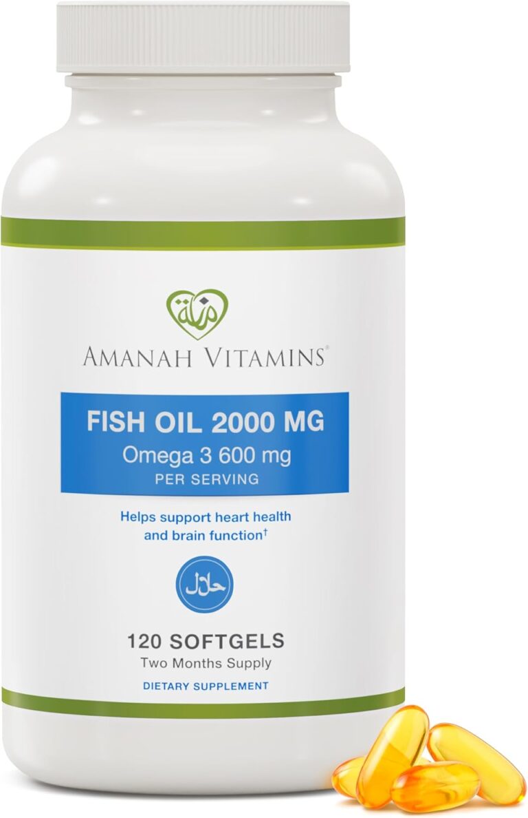 Halal Omega-3 Fish Oil 2000mg, 120 Softgels, Halal Certified...