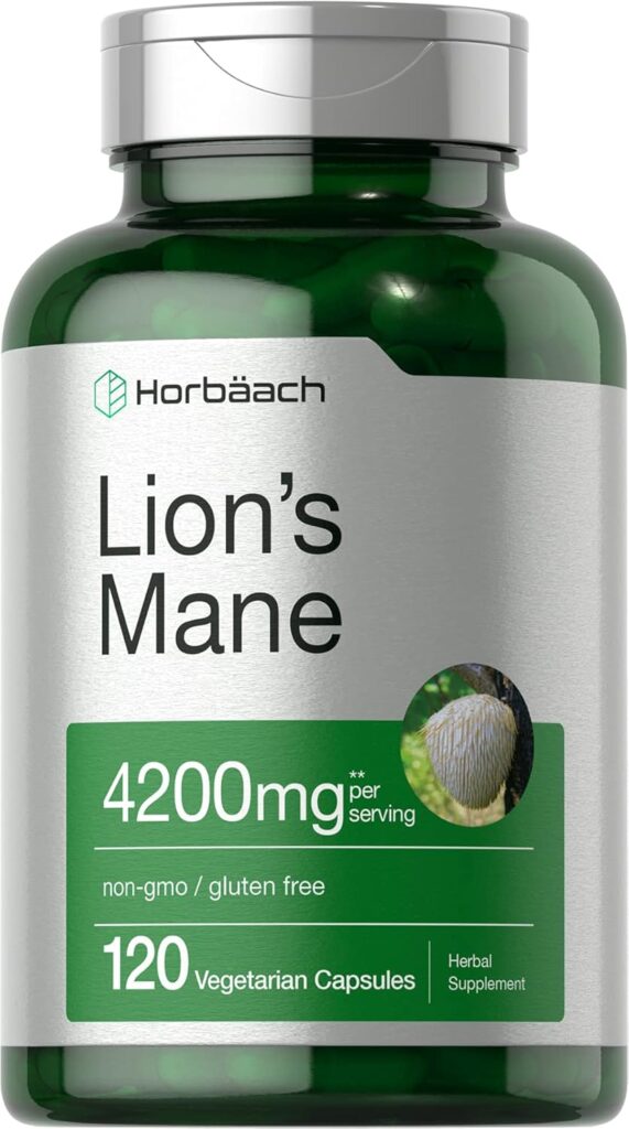 Horbäach Lions Mane Mushroom Extract | 4200mg | 120 Capsules...