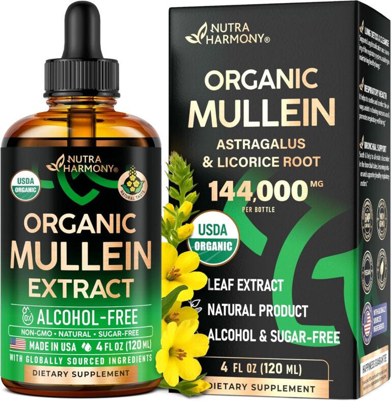 Mullein Drops for Lungs - USDA Organic Liquid - Mullein Leaf...