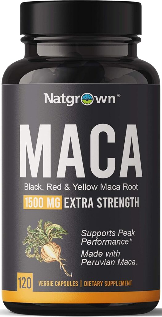 Natgrown Organic Maca Root Powder Capsules 1500 mg with Blac...