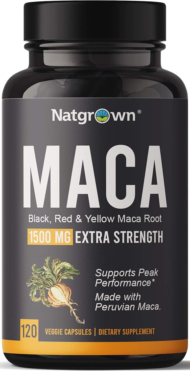 Natgrown Organic Maca Root Powder Capsules 1500 mg with Blac...