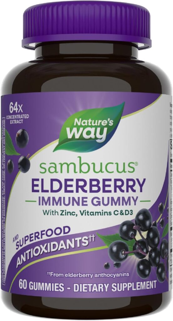 Nature’s Way Sambucus Elderberry Immune Support Gummies for ...