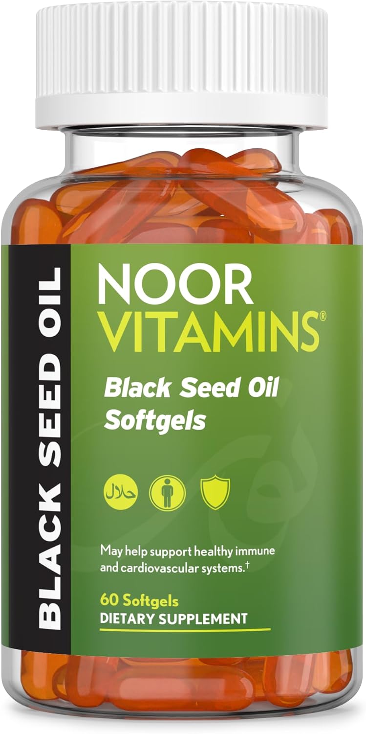 Noor Vitamins Halal Black Seed Oil Capsules, Halal Vitamins,...