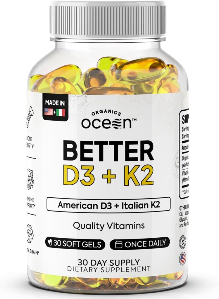 Organics Ocean Better D3 + K2-100% Organic VIT D3 and K2 Sup...