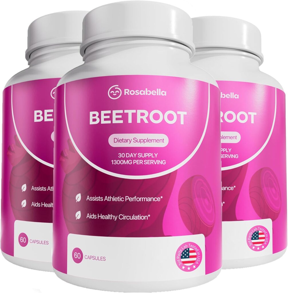 Rosabella Organic Beet Root Capsules - 1300mg Beet Root Powd...