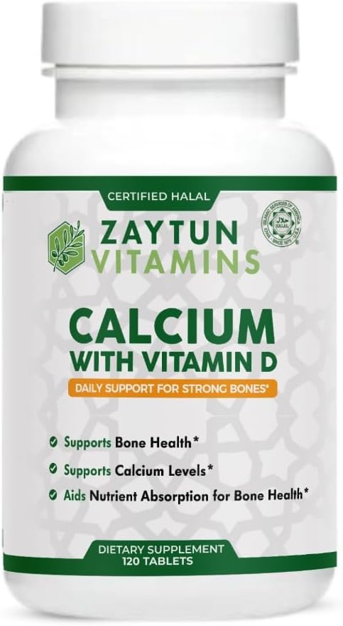 Zaytun Halal Calcium + Vitamin D3 for Bone Health, Boosts Ca...