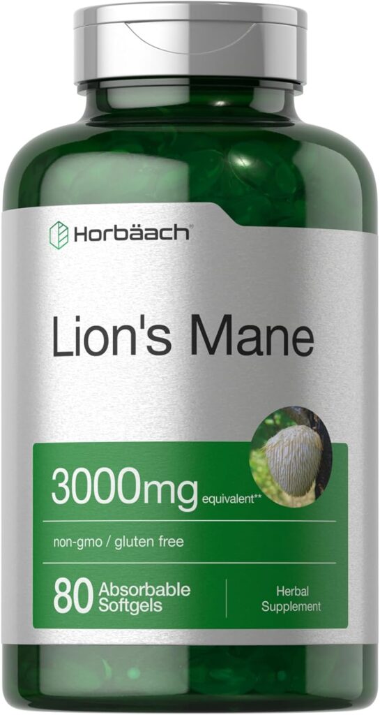 Horbäach Lions Mane Supplement | 80 Absorbable Softgels | No...