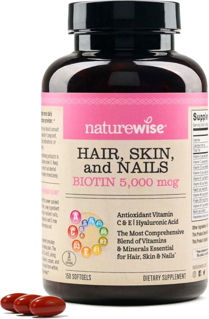 NatureWise Hair Skin and Nails Vitamin, Biotin 5000mcg w/Hya...