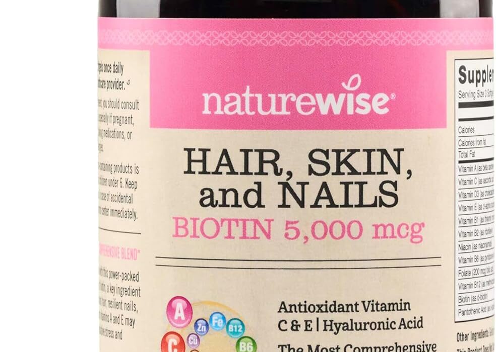 NatureWise Hair Skin and Nails Vitamin, Biotin 5000mcg w/Hya...