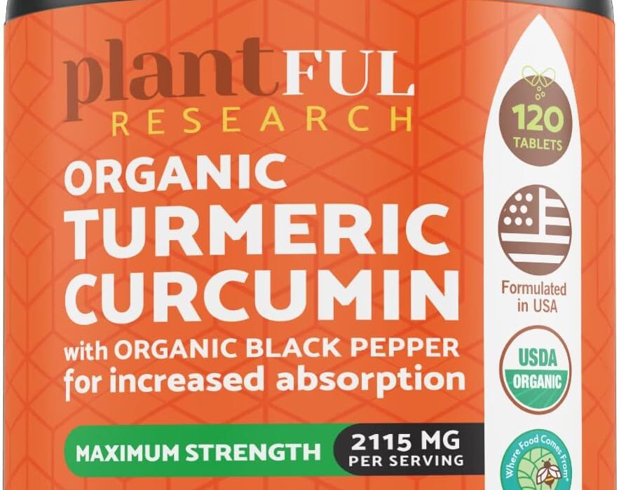 Organic Turmeric Supplement with Black Pepper Highest Potenc...