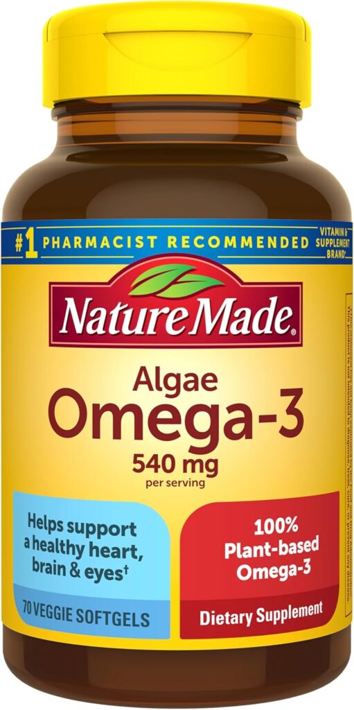 Nature Made Algae Oil Omega 3 Supplement 540mg, Omega 3 Fish...