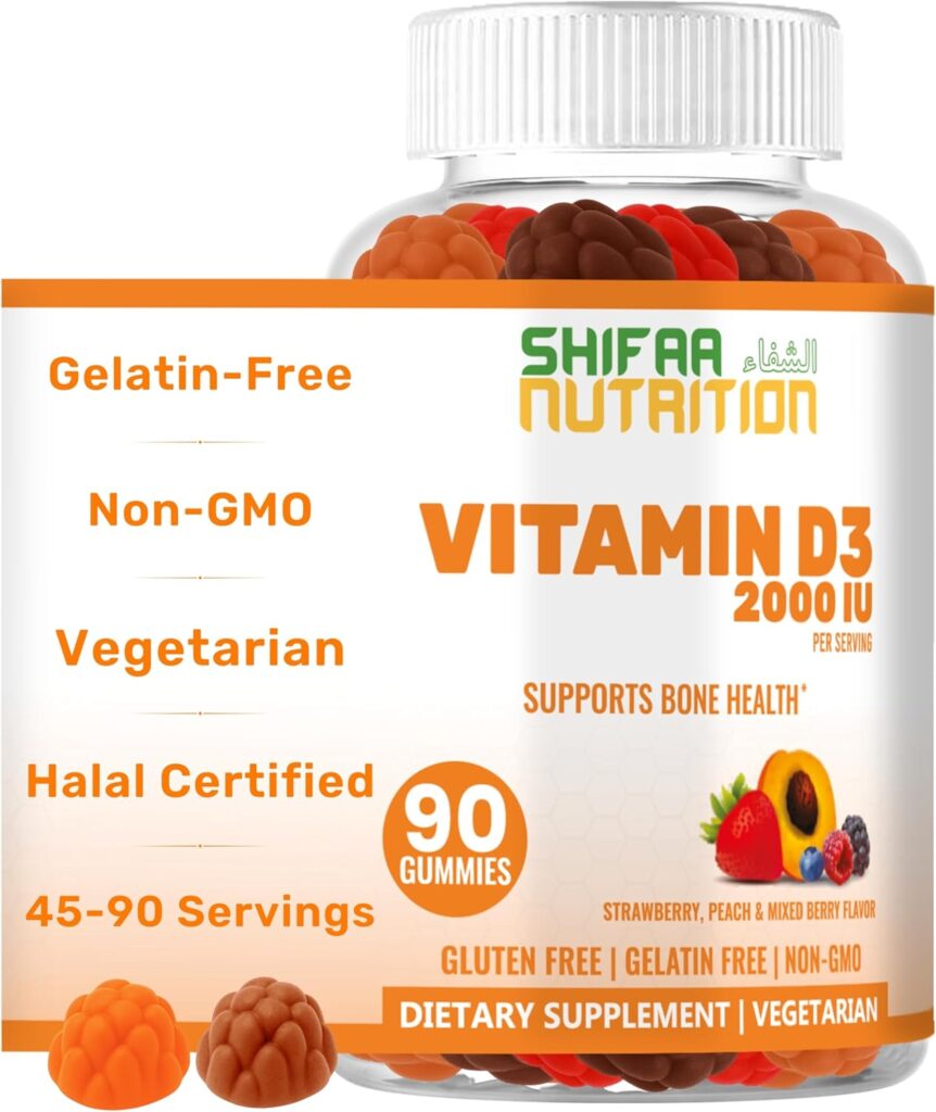 SHIFAA NUTRITION Vegetarian Vitamin D3 Gummies for Adults & ...