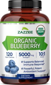 Zazzee USDA Organic Blueberry 10:1 Extract, 120 Vegan Capsul...