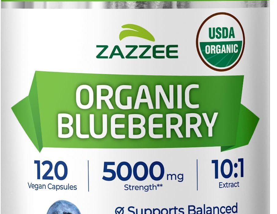 Zazzee USDA Organic Blueberry 10:1 Extract, 120 Vegan Capsul...