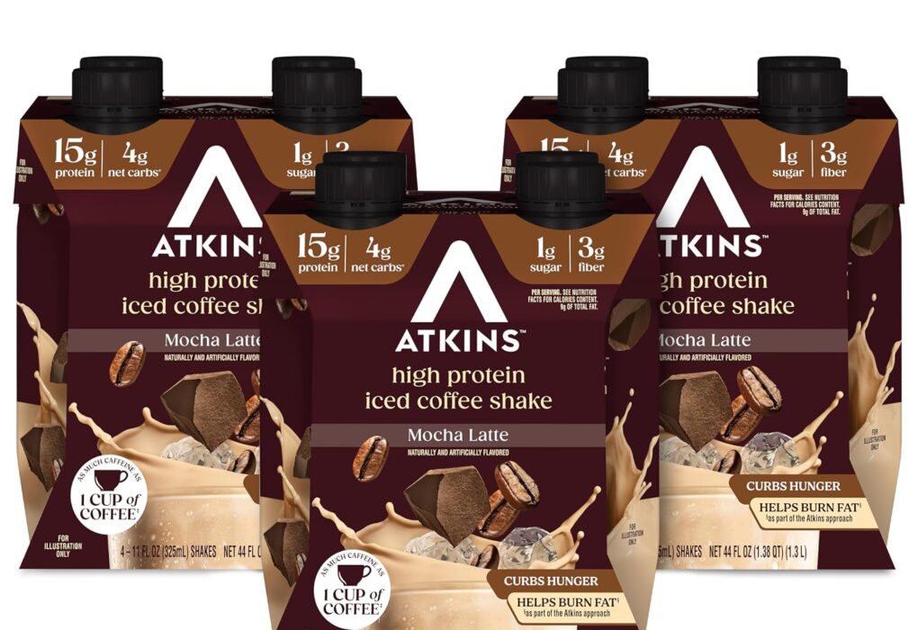Atkins Mocha Latte Iced Coffee Flavored Protein Shake, High ...