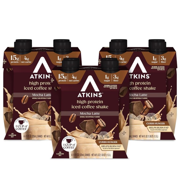 Atkins Mocha Latte Iced Coffee Flavored Protein Shake, High ...