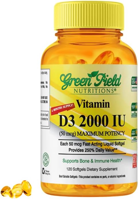Greenfield Nutritions Halal Vitamin D3 2000 IU Softgel - 50 ...
