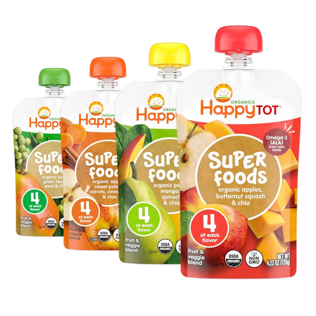 HAPPYTOT Organics Stage 4 Baby Food Pouches, Gluten Free, Ve...