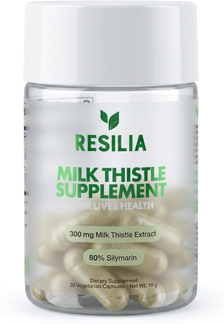 Resilia Milk Thistle Silymarin – 300 mg Supplement with Vita...