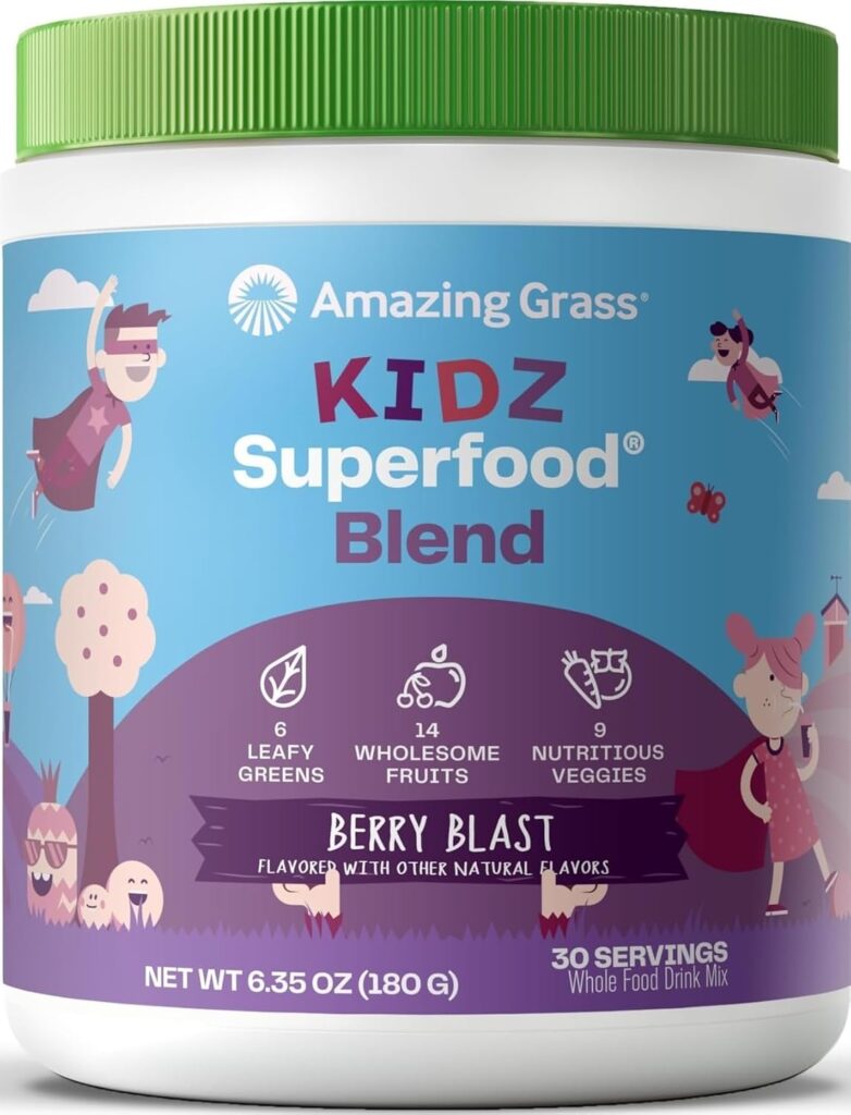 Amazing Grass Kidz Superfood Organic Greens, Berry Blast, 30...