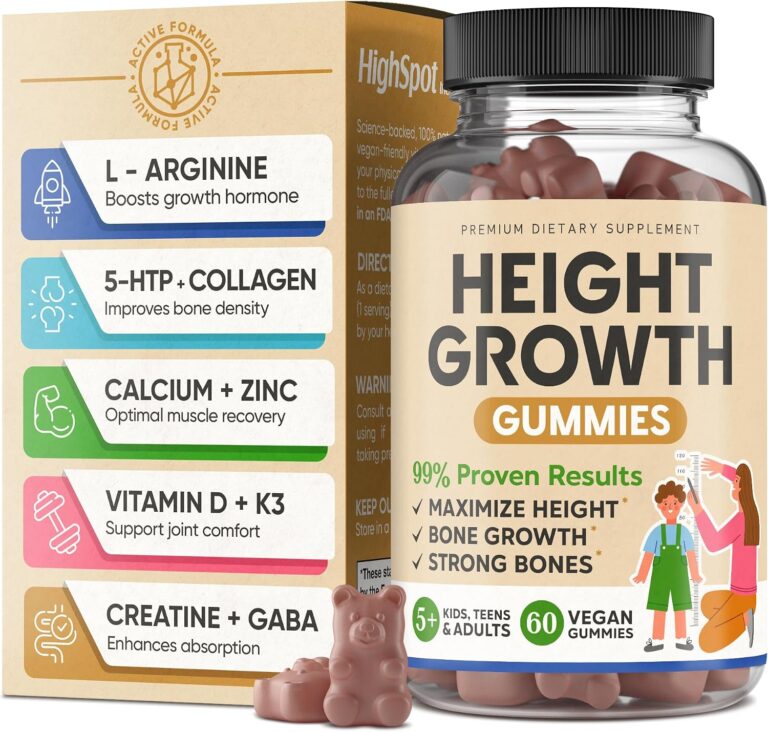 Height Growth Increase Vitamin Gummies, Calcium 100mg, Magne...