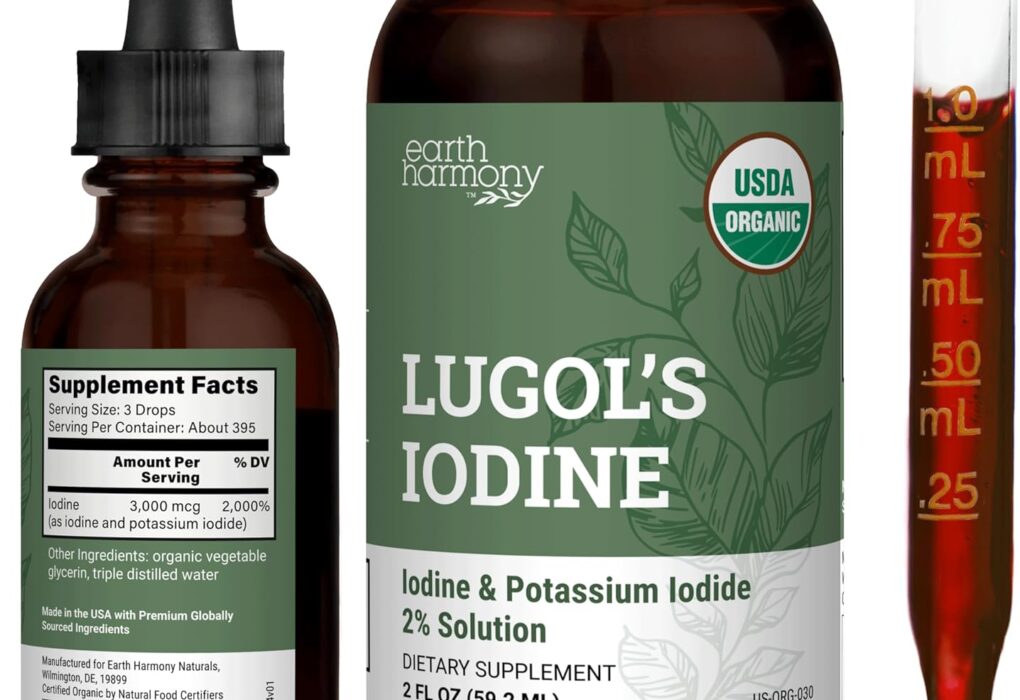 Organic Lugol's Iodine Liquid Drops Supplement - 2% Thyroid ...