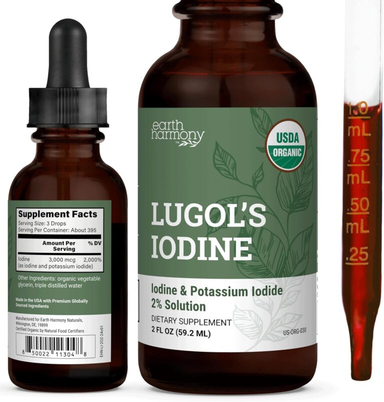 Organic Lugol's Iodine Liquid Drops Supplement - 2% Thyroid ...