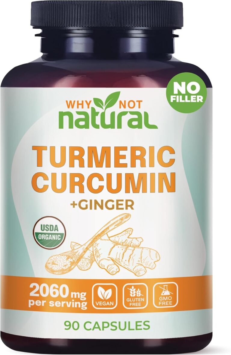 Organic Turmeric Curcumin Supplement in Capsules with Ginger...