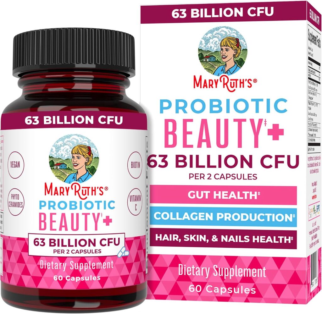 MARYRUTH'S Probiotic Beauty Capsules, Gut Health, Vegan Coll...