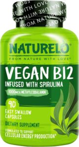 NATURELO Vegan B12 - Methylcobalamin, 90 Capsules