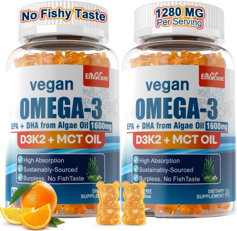 Vegan Omega 3 Gummies 1280mg + Vitamin D3 K2 (MK7) for Women...