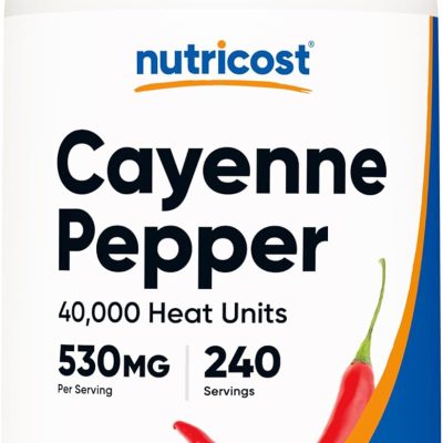 Nutricost Cayenne Pepper 530mg, 240 Capsules - 40,000 Heat U...